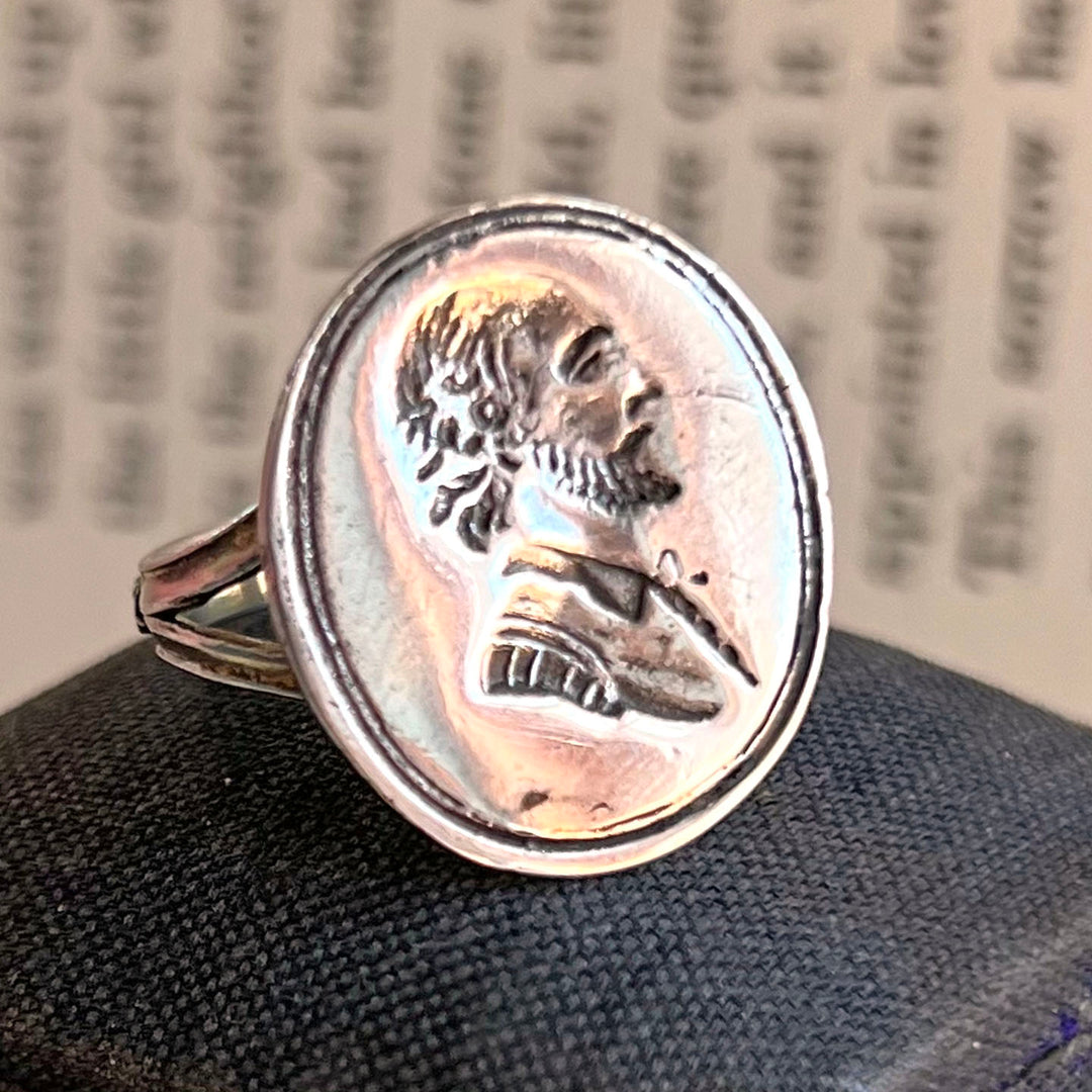 Antique Georgian Silver Shakespeare Ring Boxed c. 1720