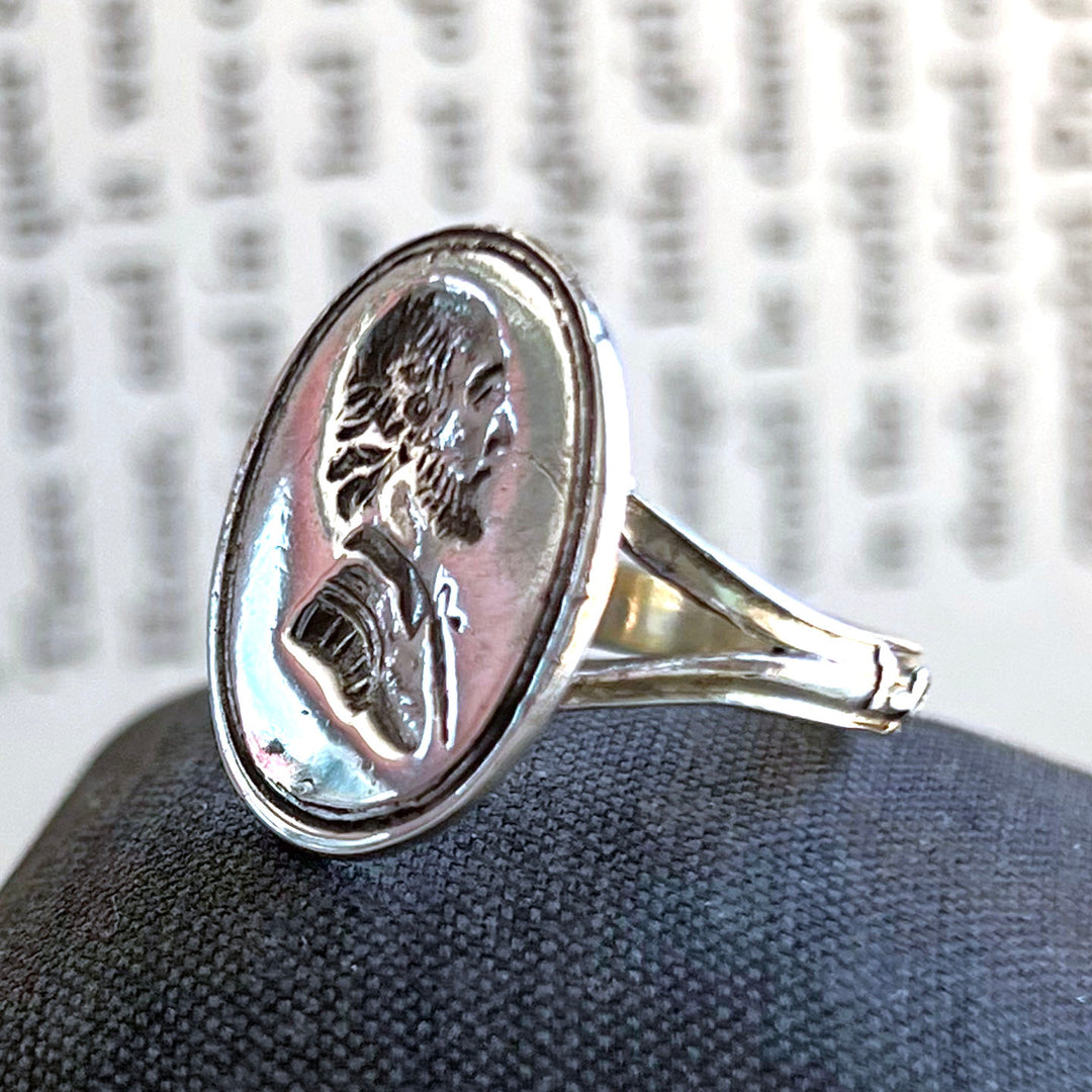 Antique Georgian Silver Shakespeare Ring Boxed c. 1720