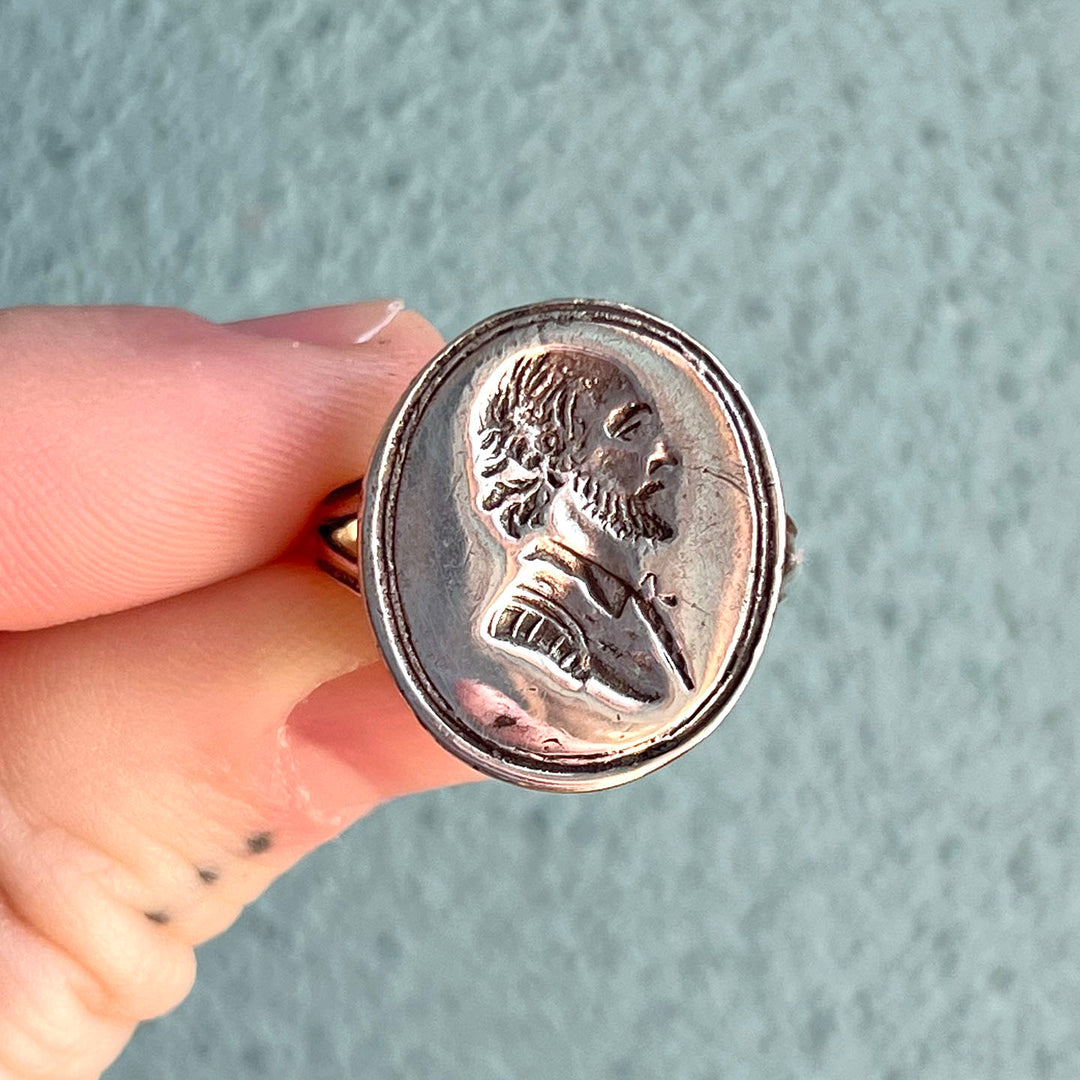 Antique Georgian Silver Shakespeare Ring Boxed c. 1720
