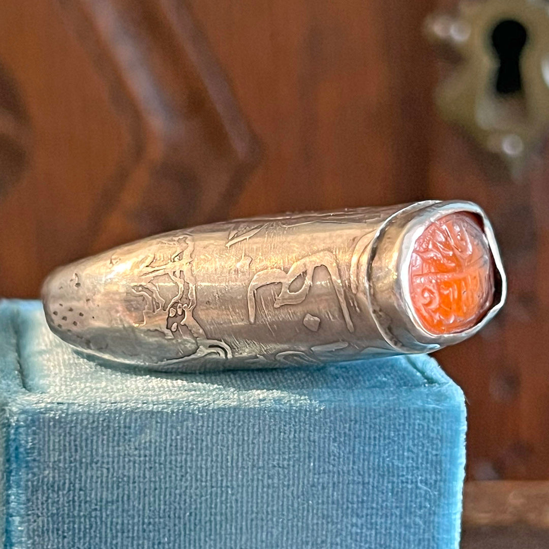 Antique Silver Carnelian Archers Ring c. 1880