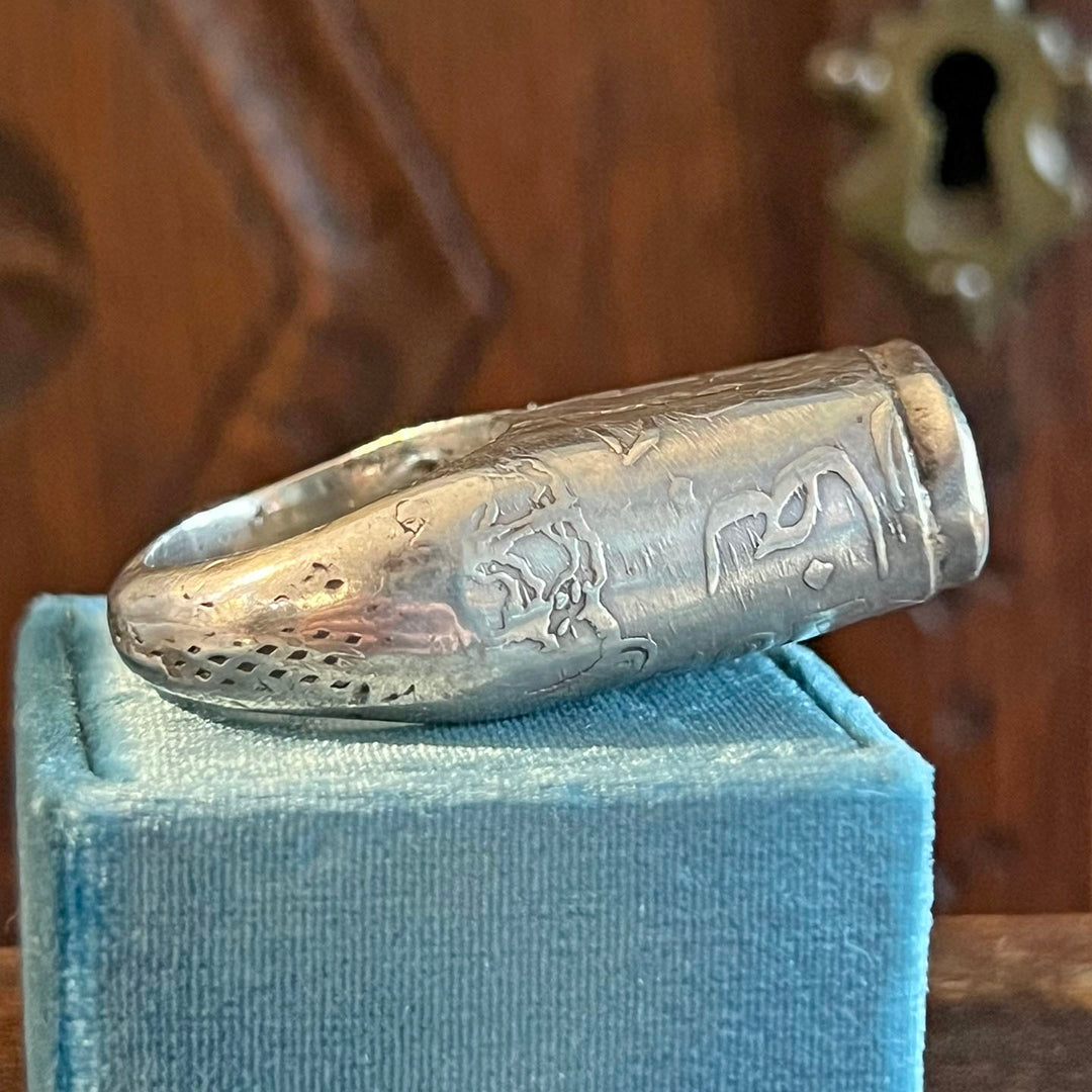 Antique Silver Carnelian Archers Ring c. 1880