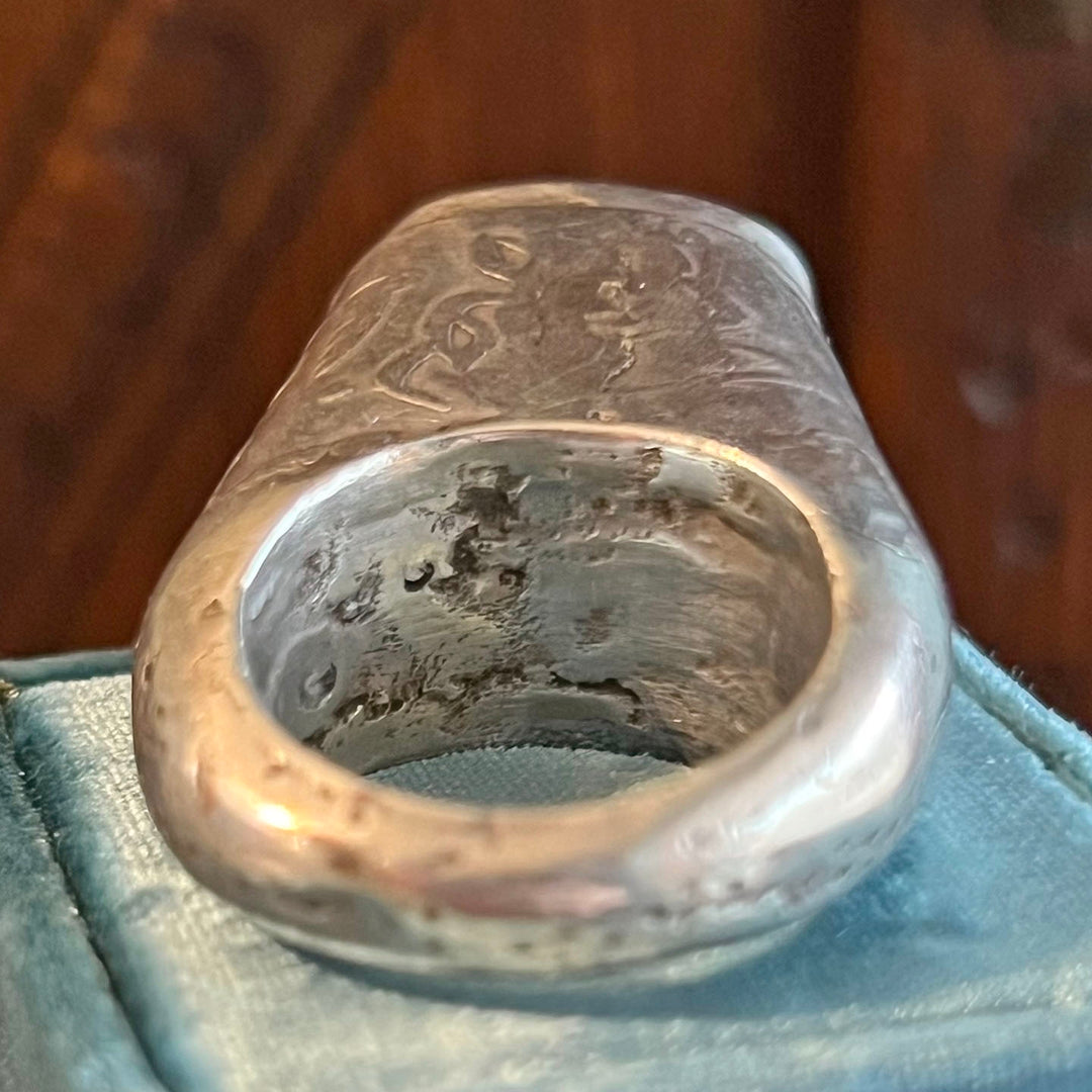 Antique Silver Carnelian Archers Ring c. 1880