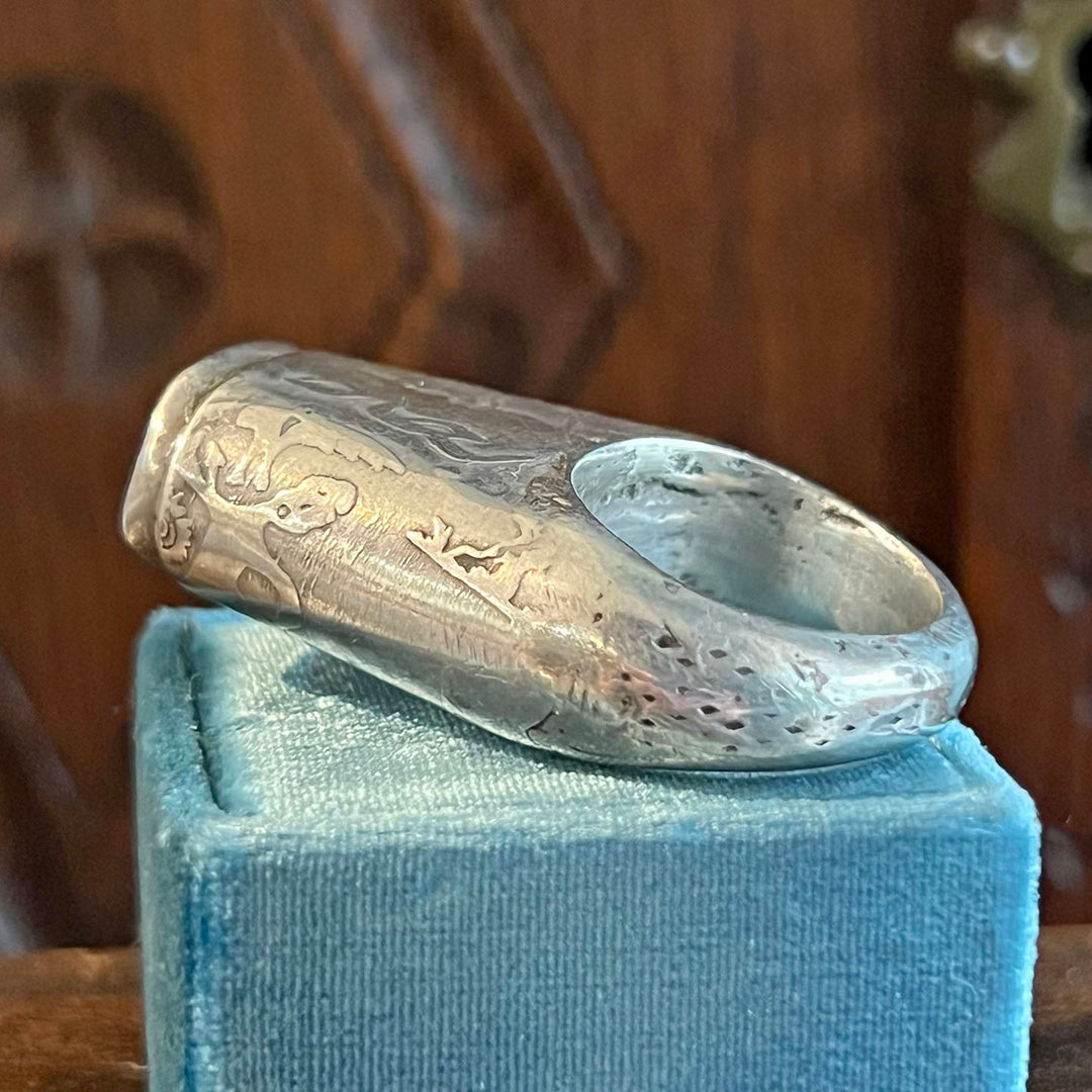 Antique Silver Carnelian Archers Ring c. 1880