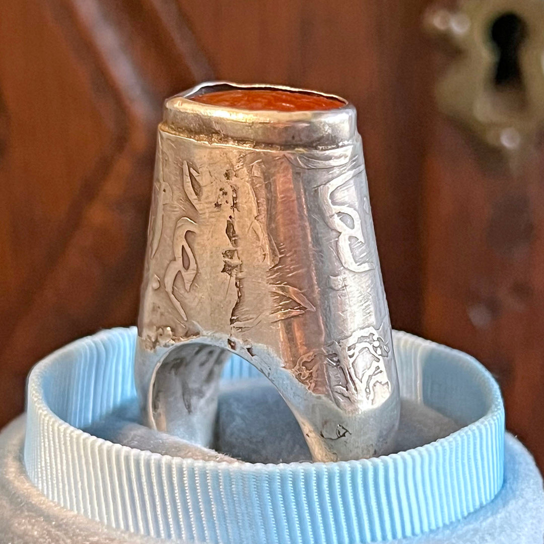 Antique Silver Carnelian Archers Ring c. 1880