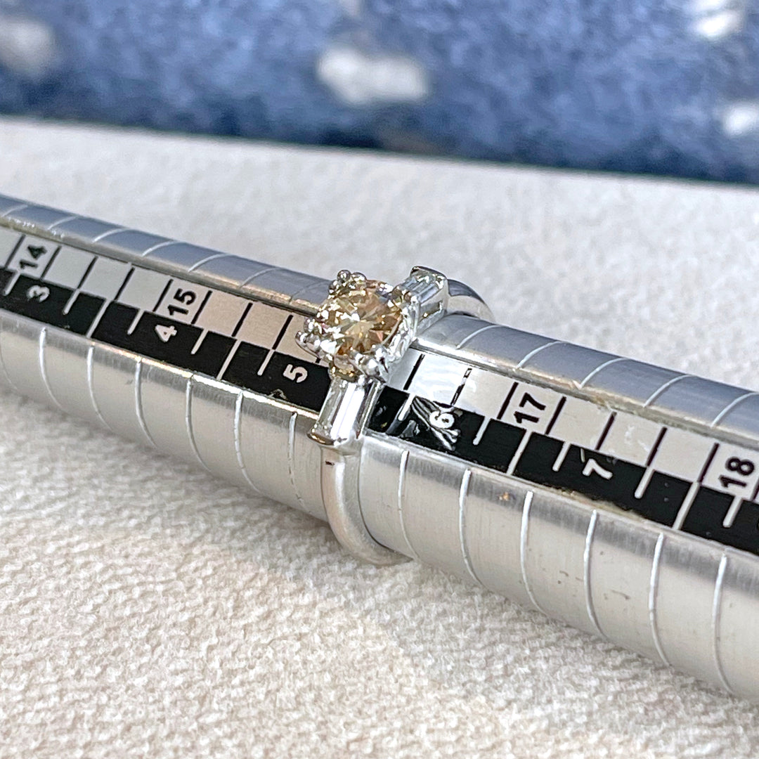 Vintage Platinum Fancy Brown Diamond Ring – Mid-Century Elegance
