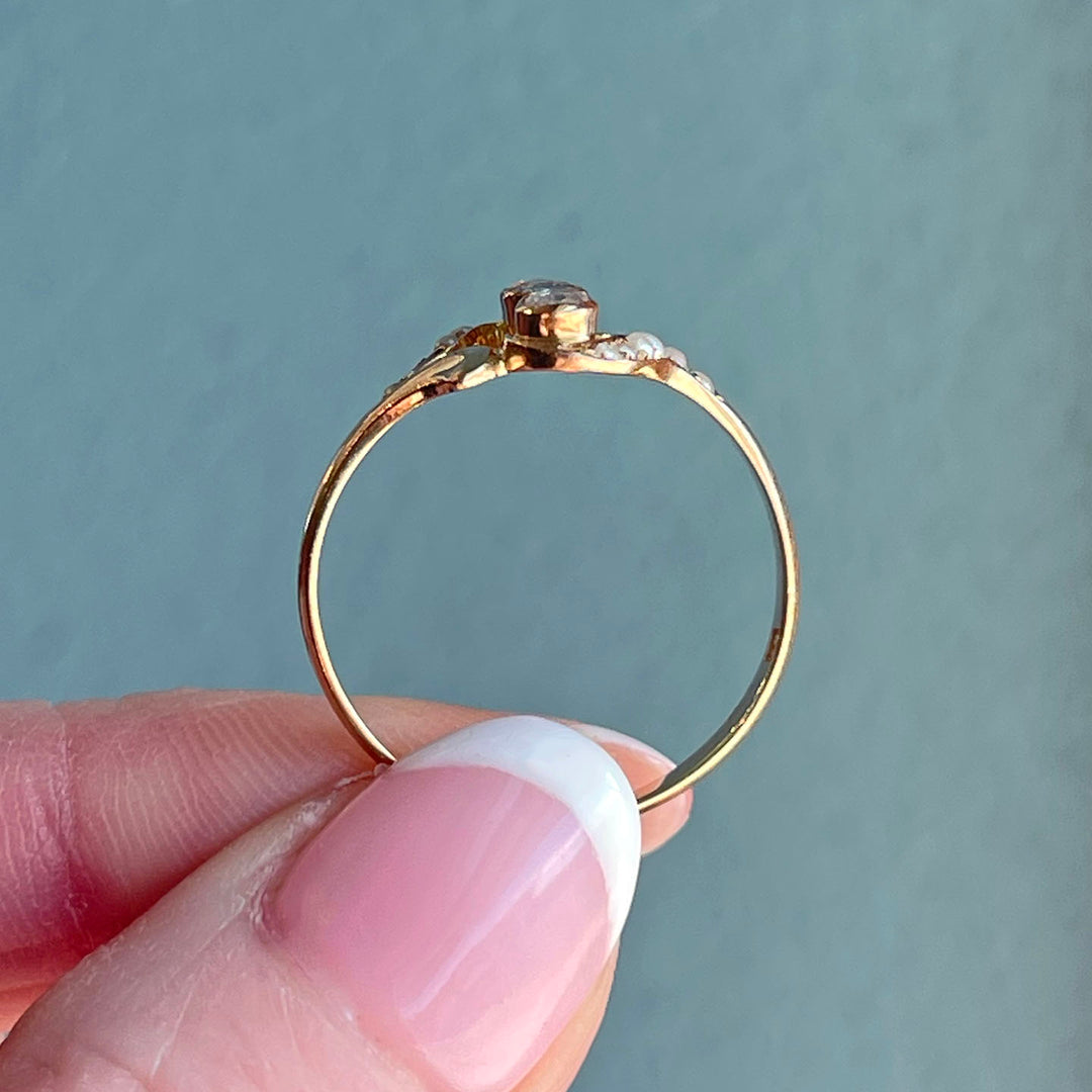Antique Art Nouveau Sapphire Pearl Diamond Ring 18k Gold