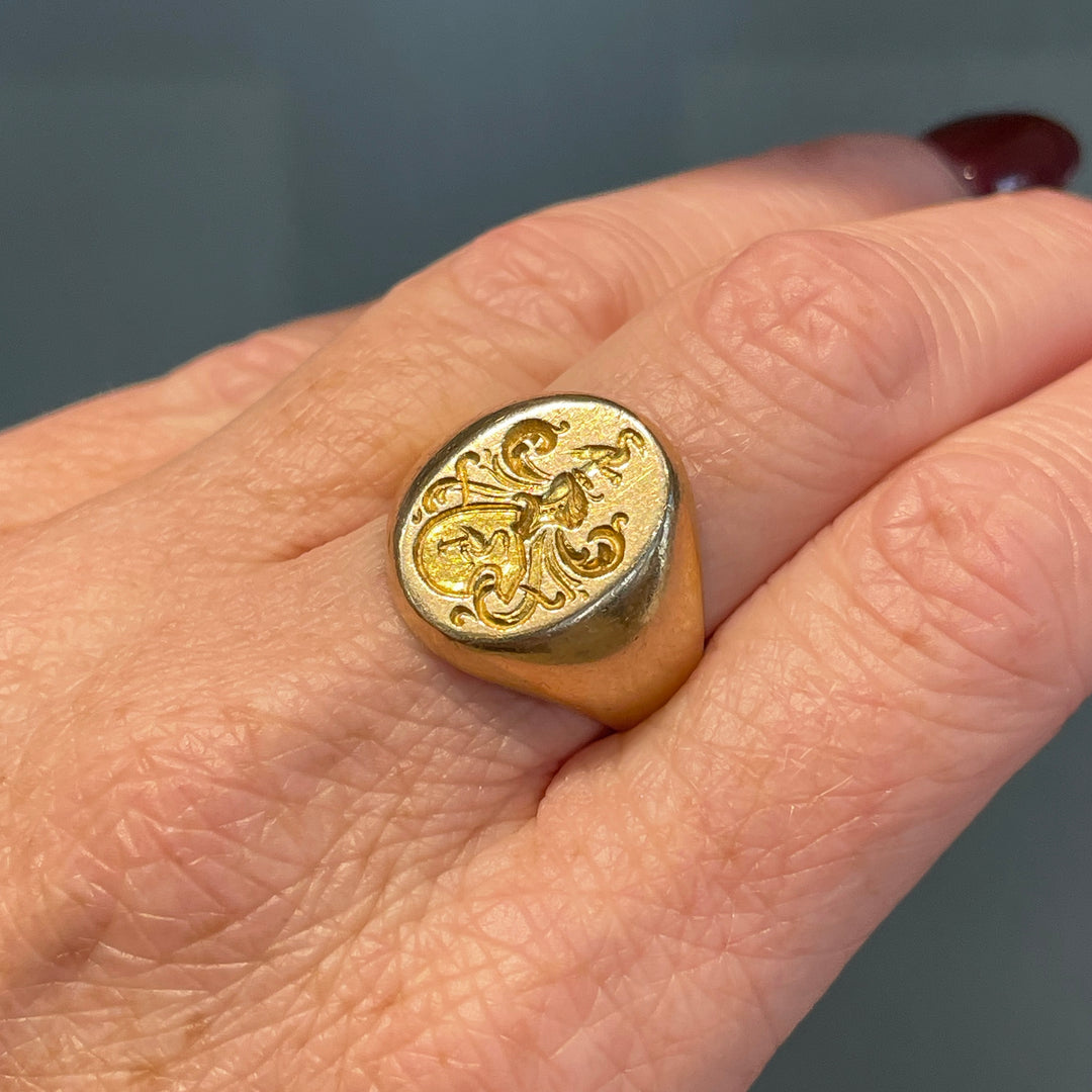 Antique Larter and Sons Gold Signet Ring Sz 7.75
