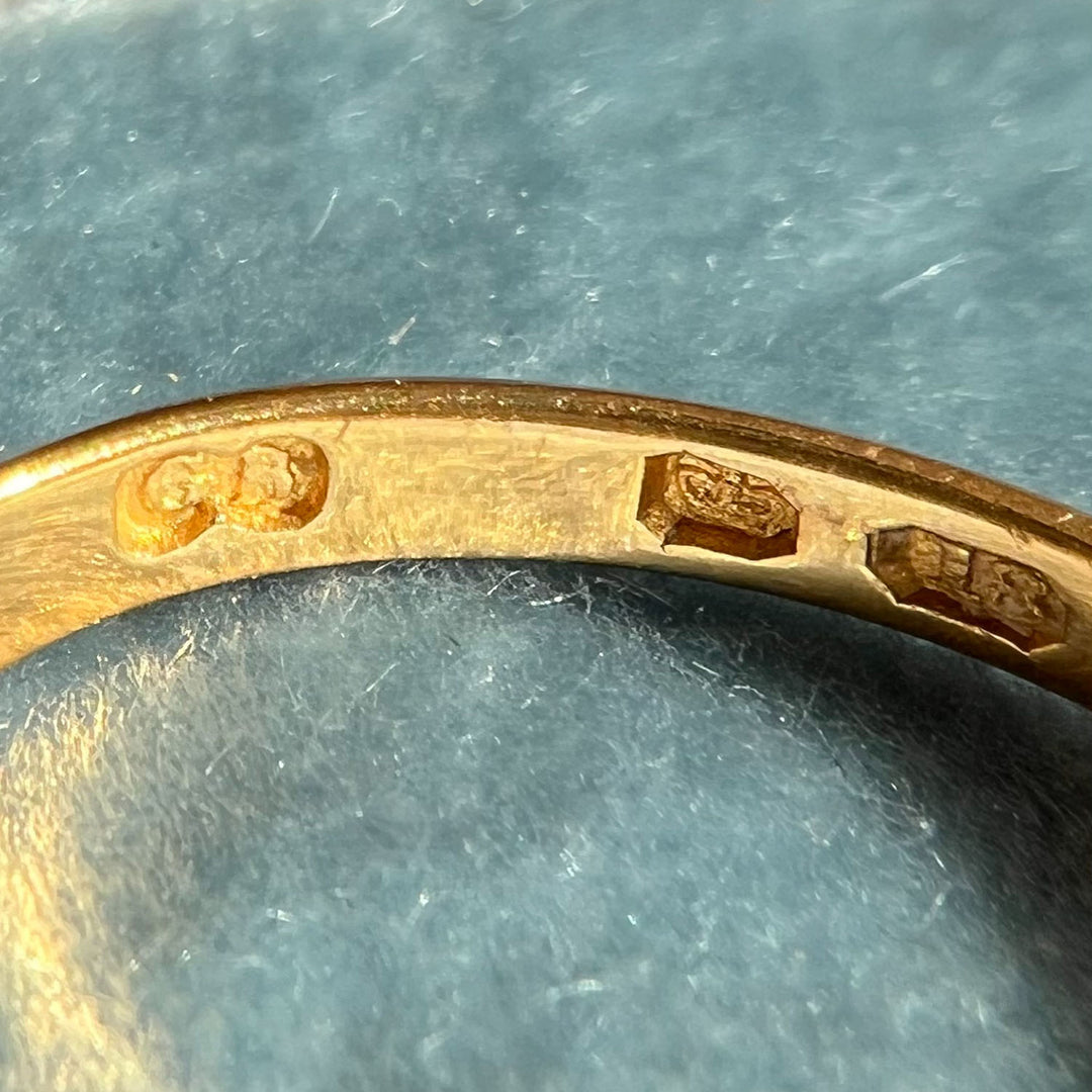 Antique 3-Stone Diamond Garnet Ring, 18k Gold, London 1875