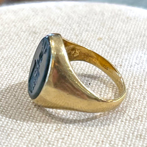 Antique Bloodstone Intaglio Ring 18k Gold