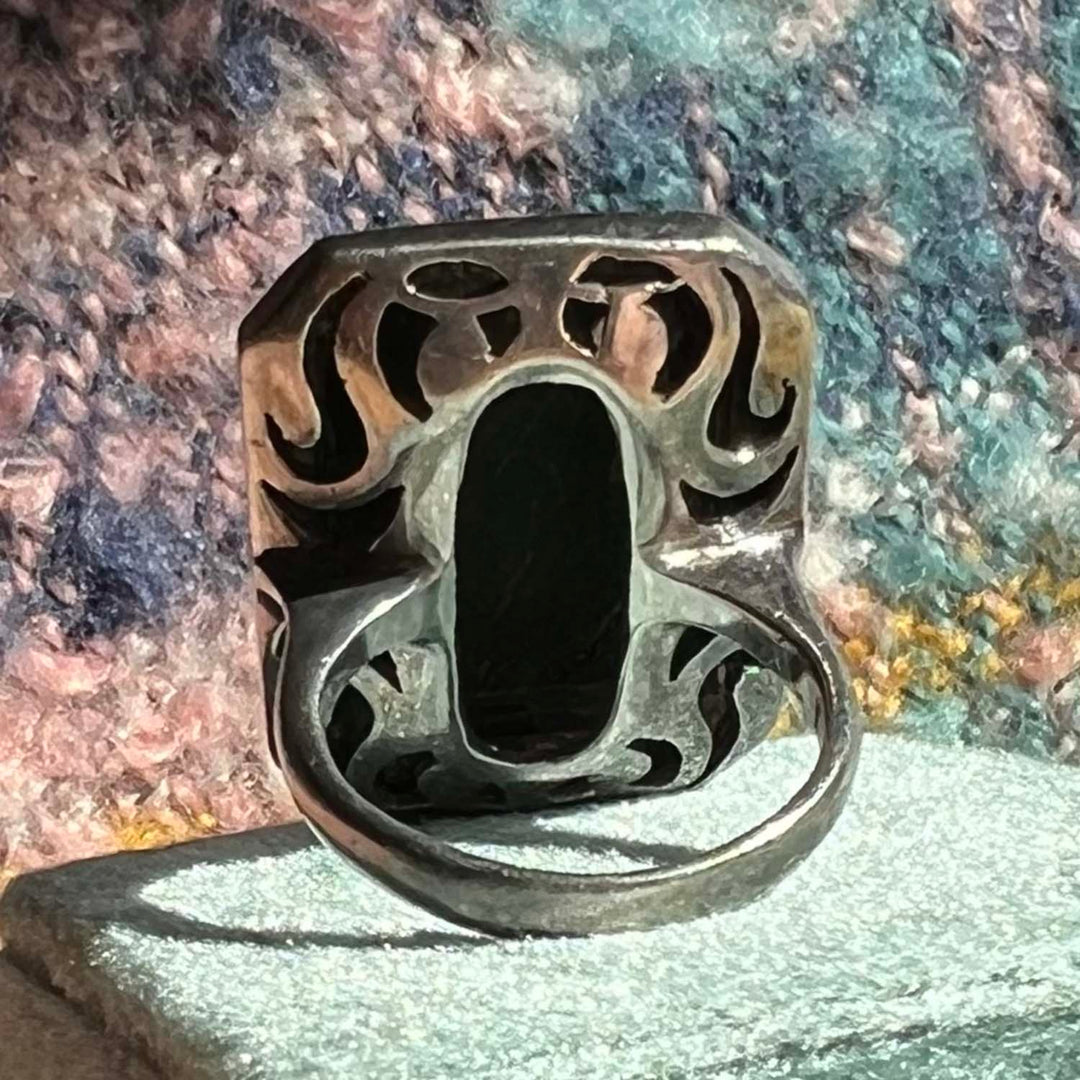 Art Deco Silver Onyx and Marcasite Ring
