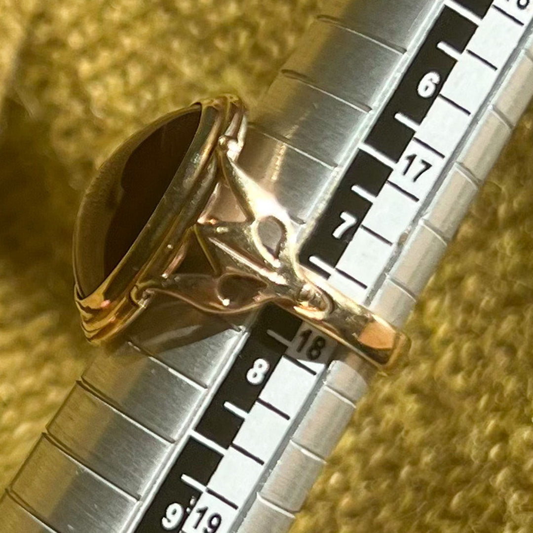 Vintage Cabochon Garnet Ring 9k Gold Edinburgh 1987