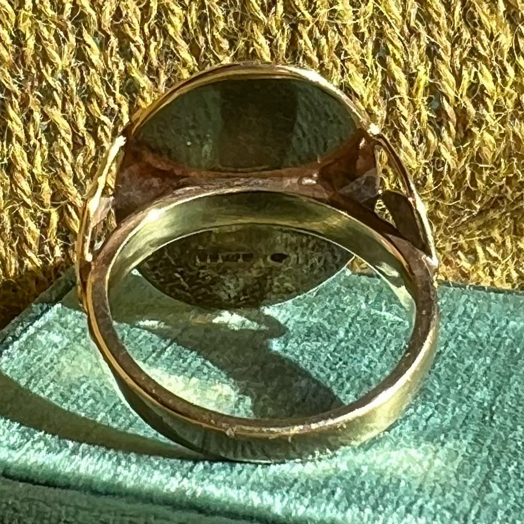 Vintage Cabochon Garnet Ring 9k Gold Edinburgh 1987