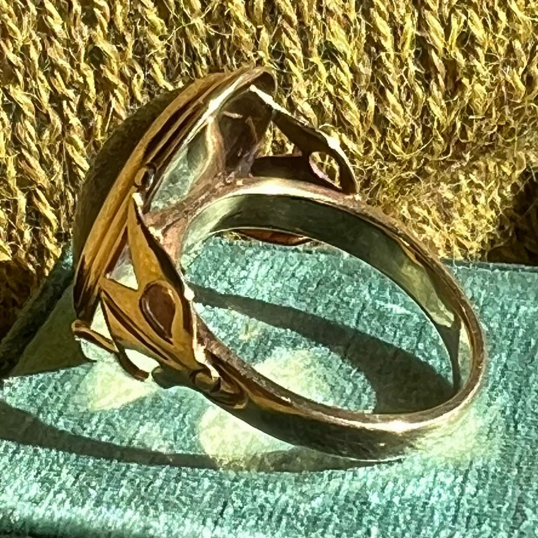 Vintage Cabochon Garnet Ring 9k Gold Edinburgh 1987