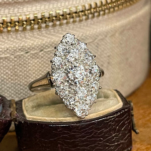 Antique Edwardian Diamond Marquise Ring Platinum