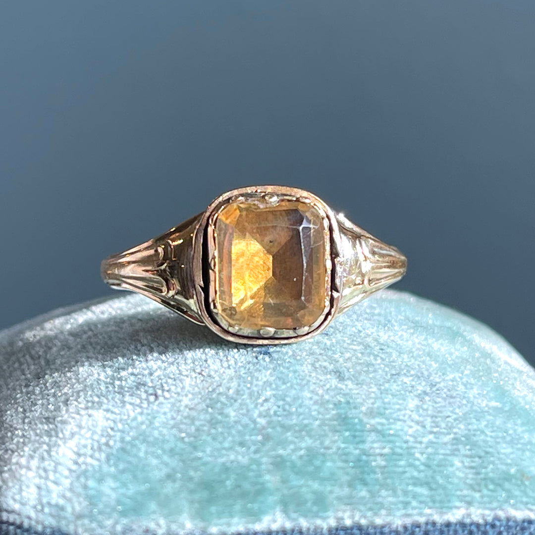 Georgian Foiled Paste Ring 15k Gold Circa 1800