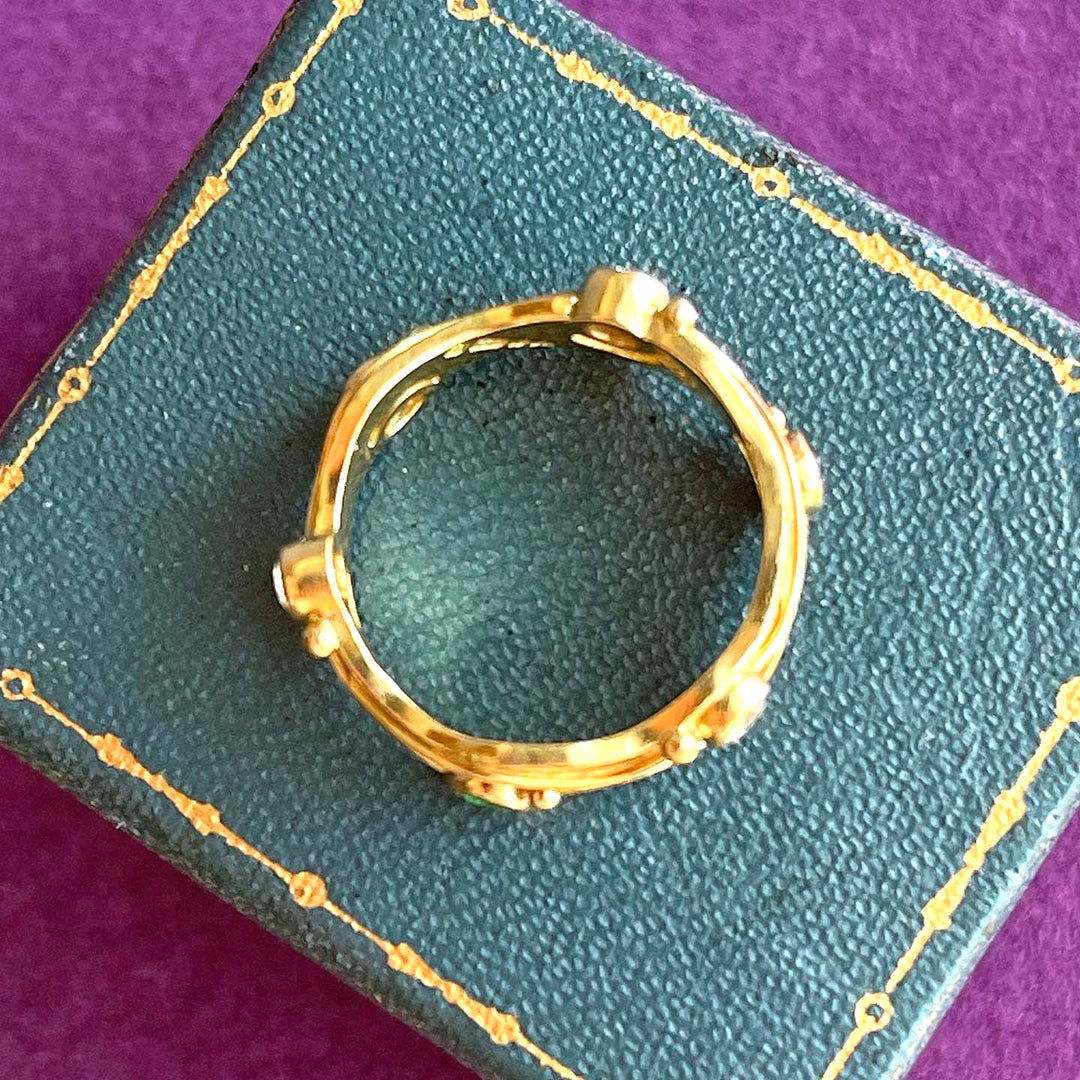 Vintage 18k Gold Multi-Gem Band Hand Crafted 1968