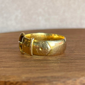 Antique Victorian 15k Gold Buckle Ring Band