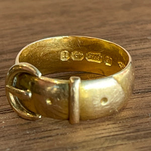 Antique Victorian 15k Gold Buckle Ring Band