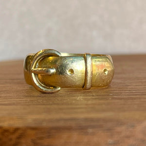 Antique Victorian 15k Gold Buckle Ring Band