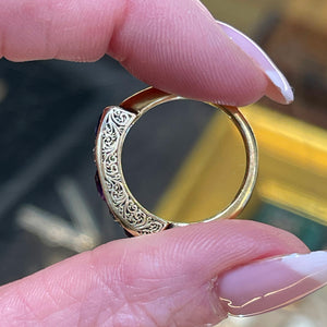 Antique Victorian Amethyst Diamond Ring 18k Gold