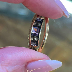 Antique Victorian Amethyst Diamond Ring 18k Gold