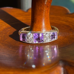 Antique Victorian Amethyst Diamond Ring 18k Gold