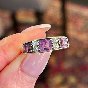 Antique Victorian Amethyst Diamond Ring 18k Gold