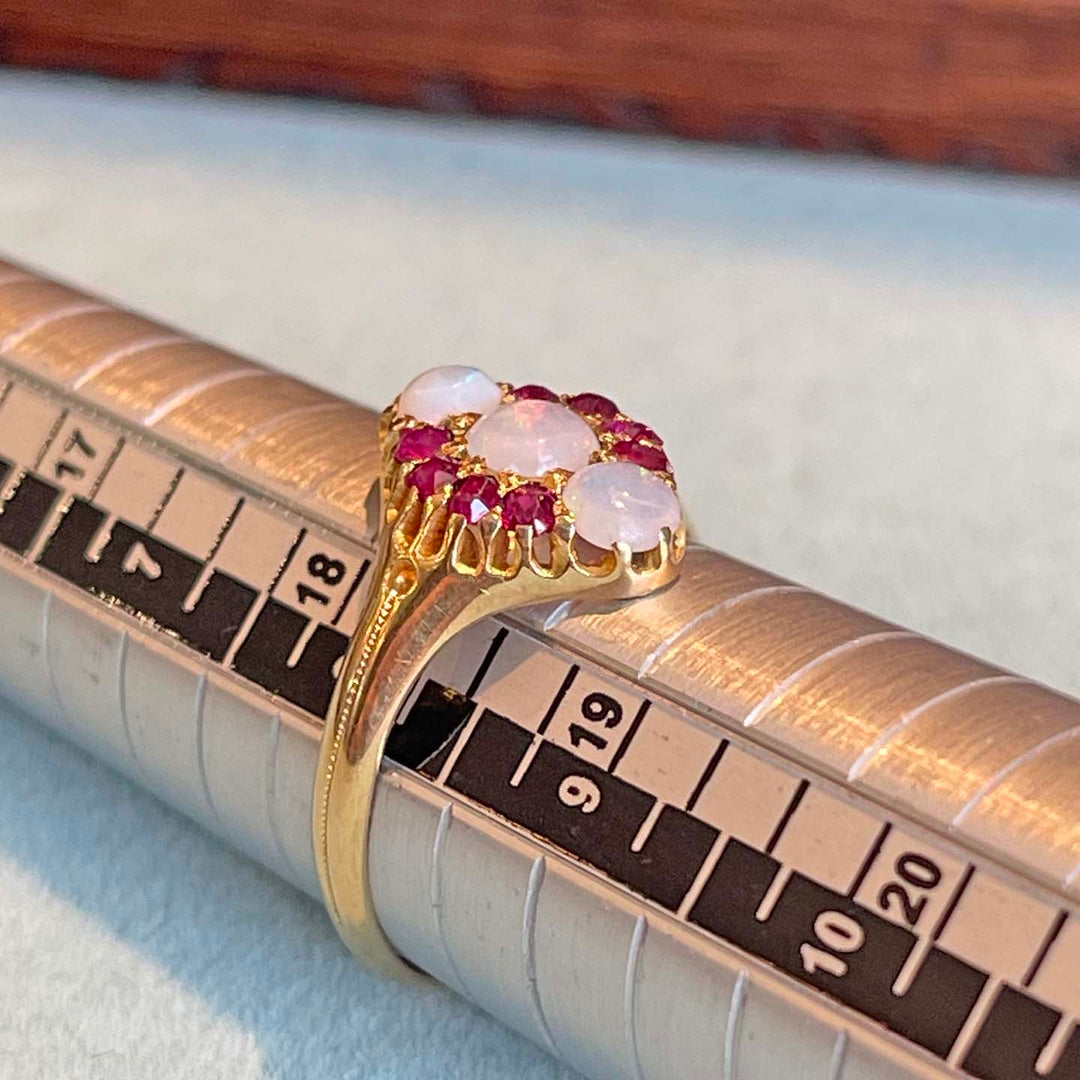 Victorian Ruby Opal Ring 18k Gold