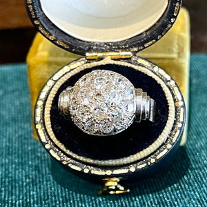 Art Deco Retro Diamond Dome Ring Cocktail Ring Platinum