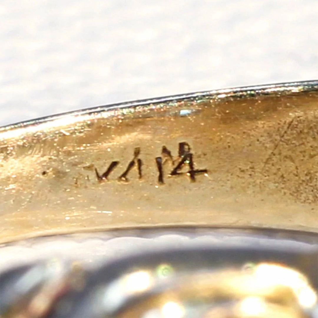 Art Nouveau 3 Stone Diamond Ring 14k Gold Size 7.75