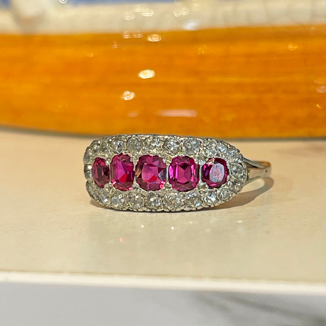 Edwardian Platinum Ruby Diamond Ring
