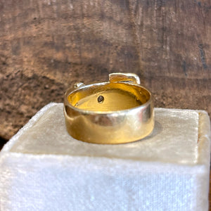Antique 18k Gold Diamond Buckle Ring Wedding Band