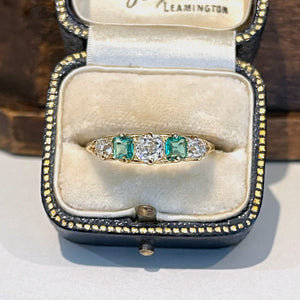 Antique Victorian Emerald Diamond Ring 15k Gold