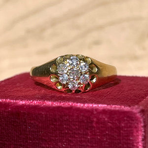 Victorian Old European Cut Diamond Cluster Ring 1902