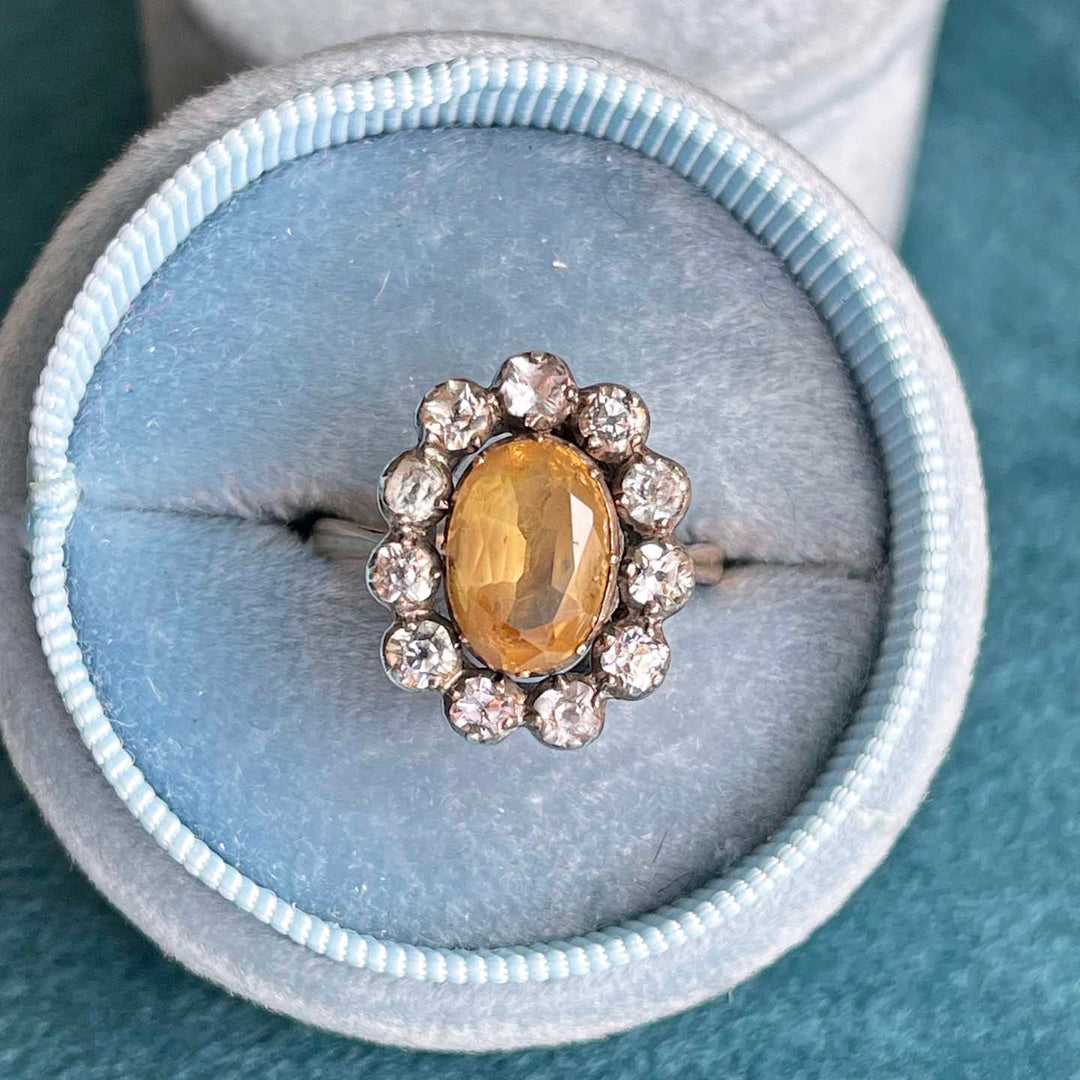 Early Victorian Paste Cluster Ring 9k Gold