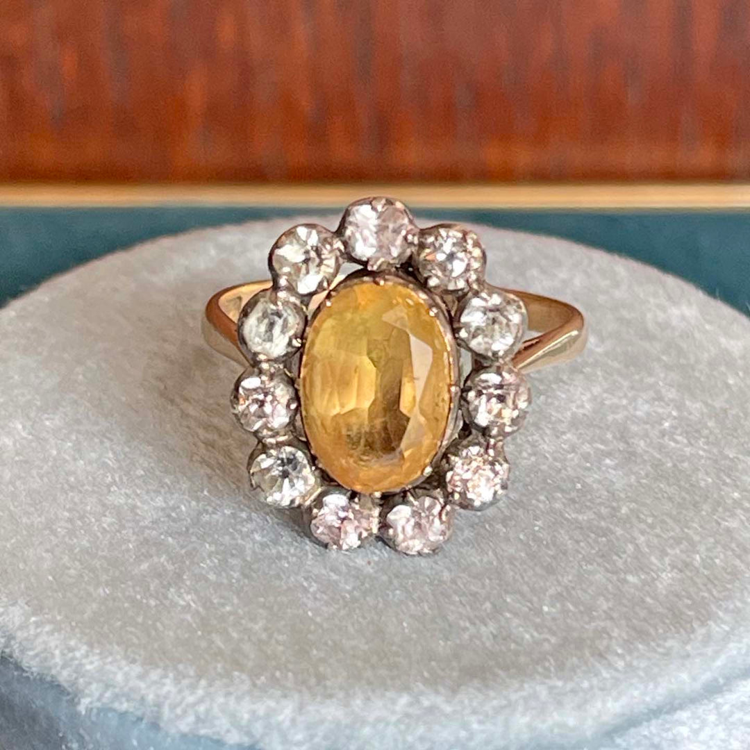 Early Victorian Paste Cluster Ring 9k Gold
