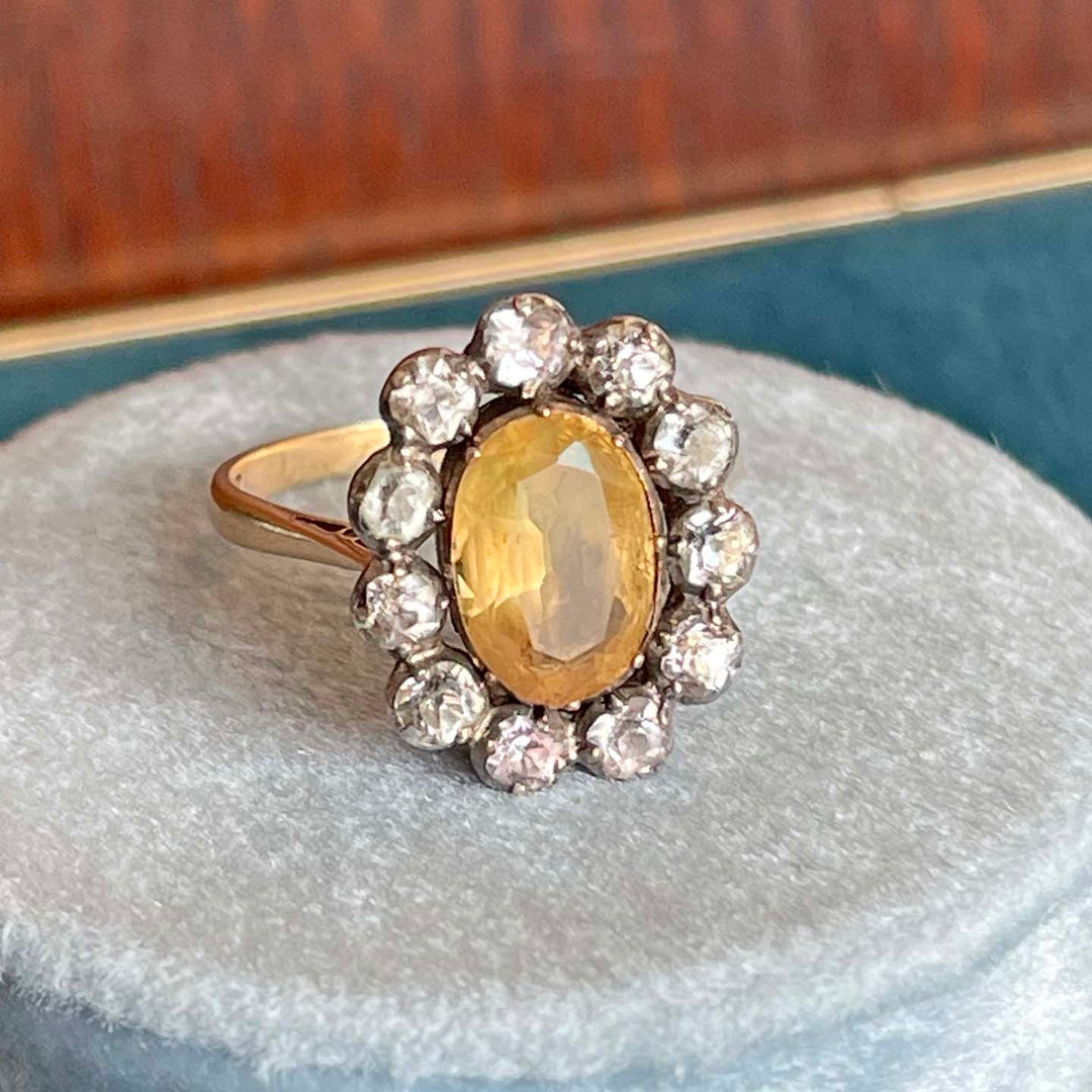 Early Victorian Paste Cluster Ring 9k Gold