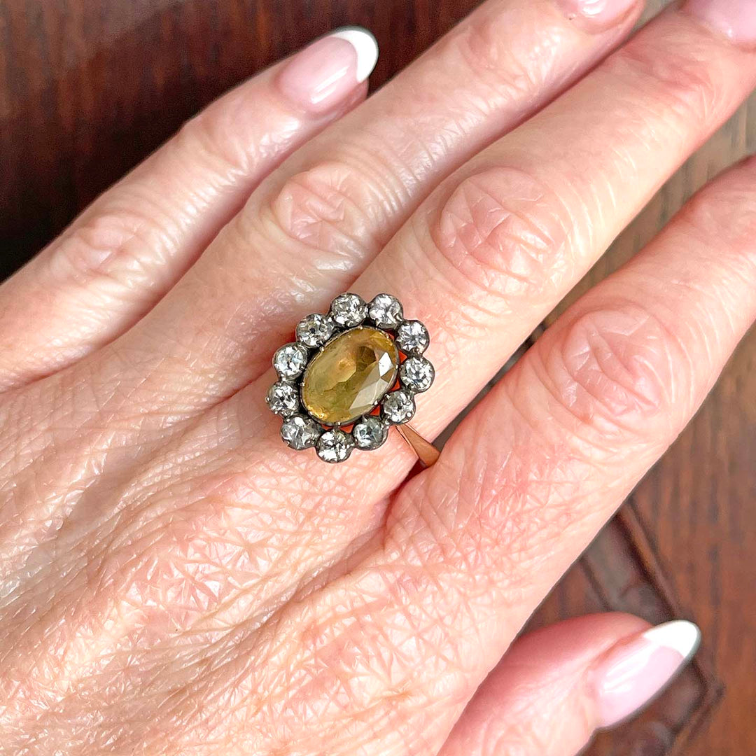Early Victorian Paste Cluster Ring 9k Gold