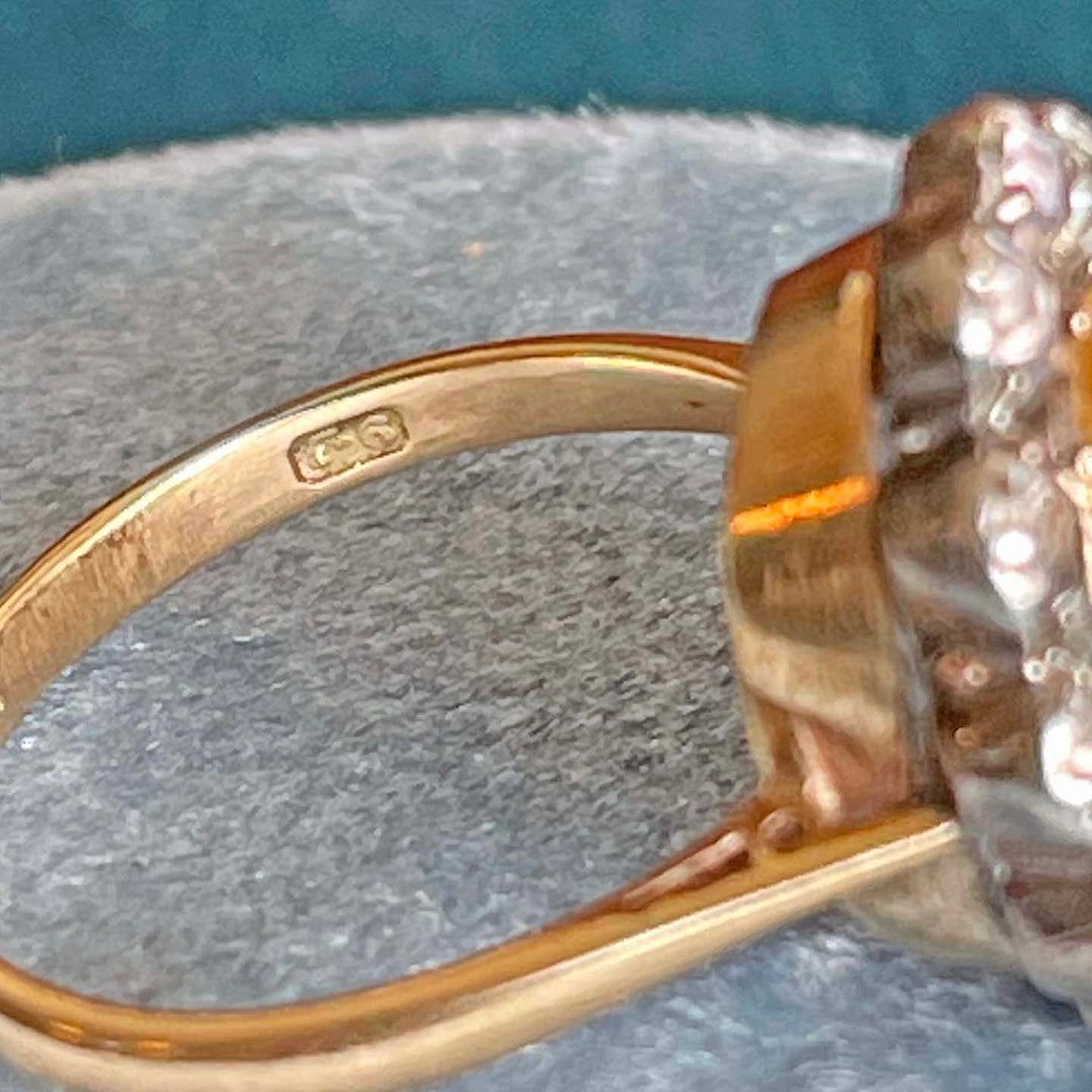 Early Victorian Paste Cluster Ring 9k Gold