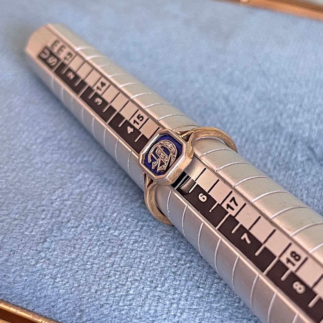 Edwardian Diamond 'D" Initial Ring 18k Platinum