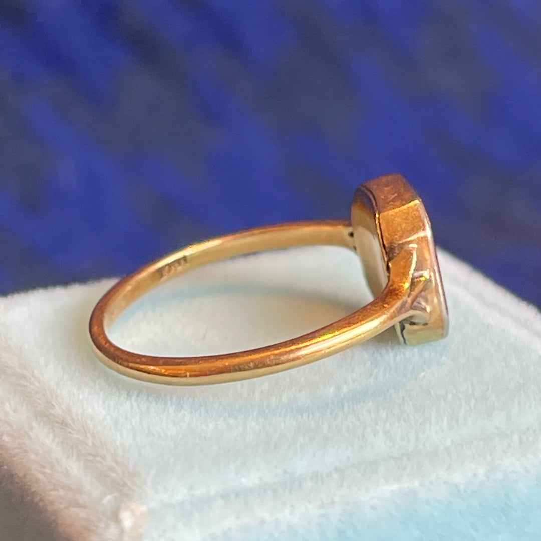 Edwardian Diamond 'D" Initial Ring 18k Platinum