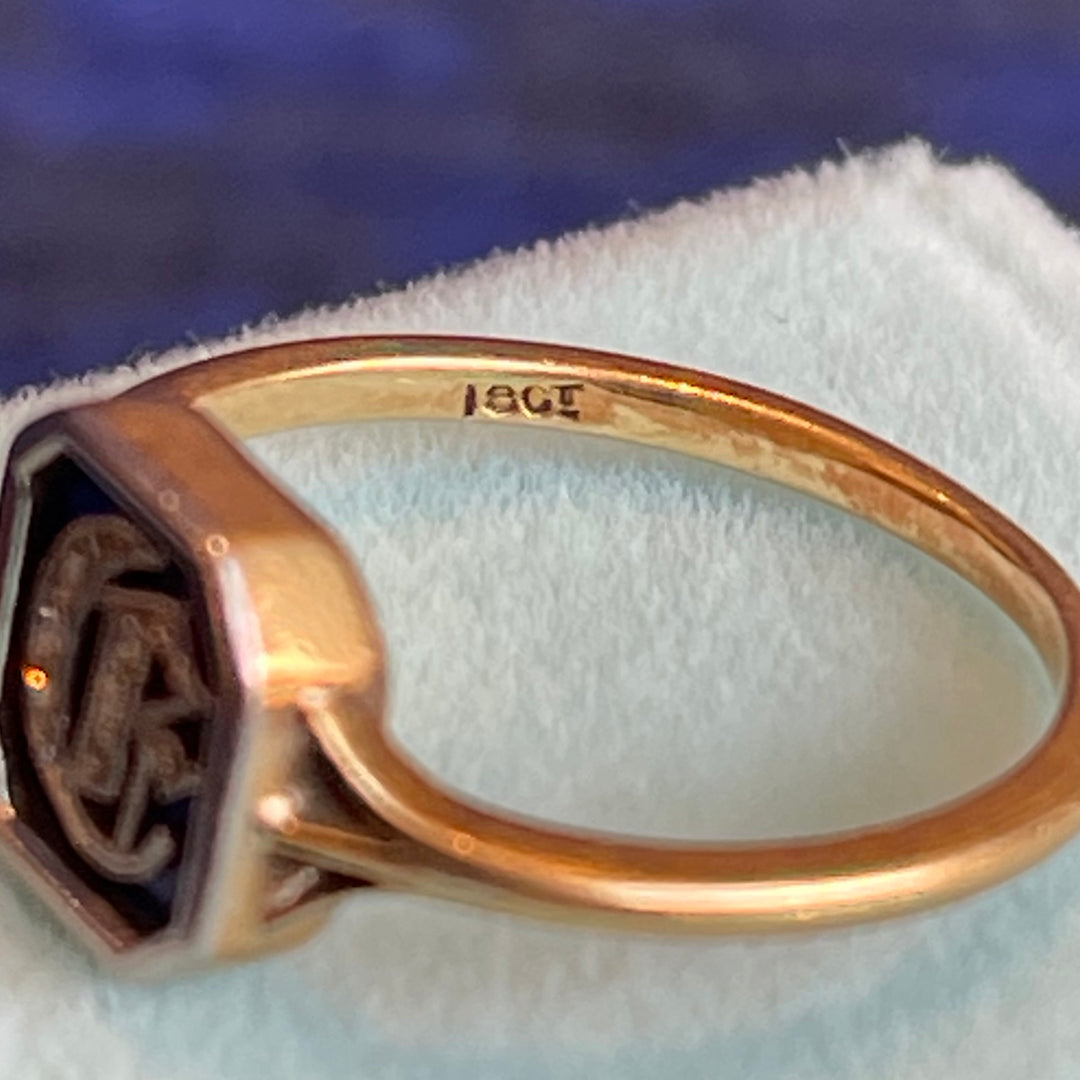 Edwardian Diamond 'D" Initial Ring 18k Platinum