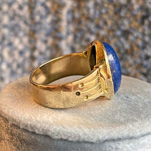 Stunning Antique Lapis Lazuli Ring 15k Gold