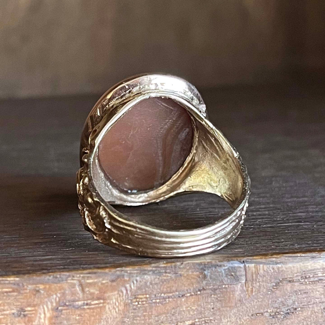 Antique Victorian Comedy Mask Cameo Gold Ring