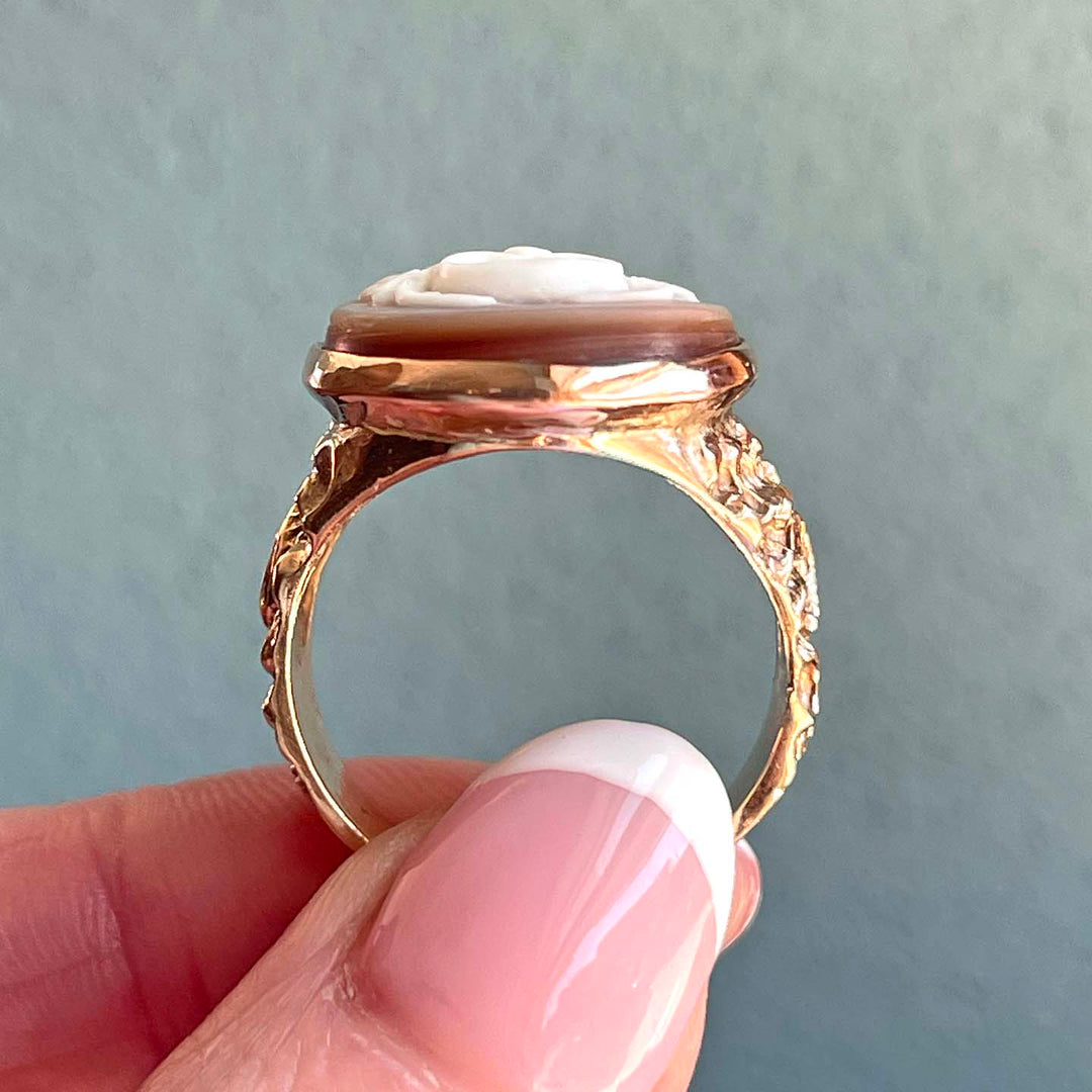 Antique Victorian Comedy Mask Cameo Gold Ring