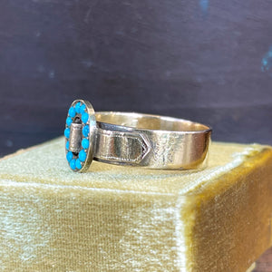 Victorian Turquoise Buckle Ring 18k Gold