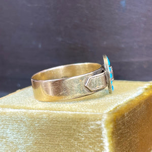 Victorian Turquoise Buckle Ring 18k Gold