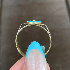 Victorian Turquoise Buckle Ring 18k Gold