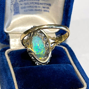 Antique Opal Diamond Marquis Ring