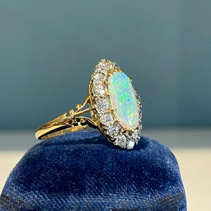 Antique Opal Diamond Marquis Ring